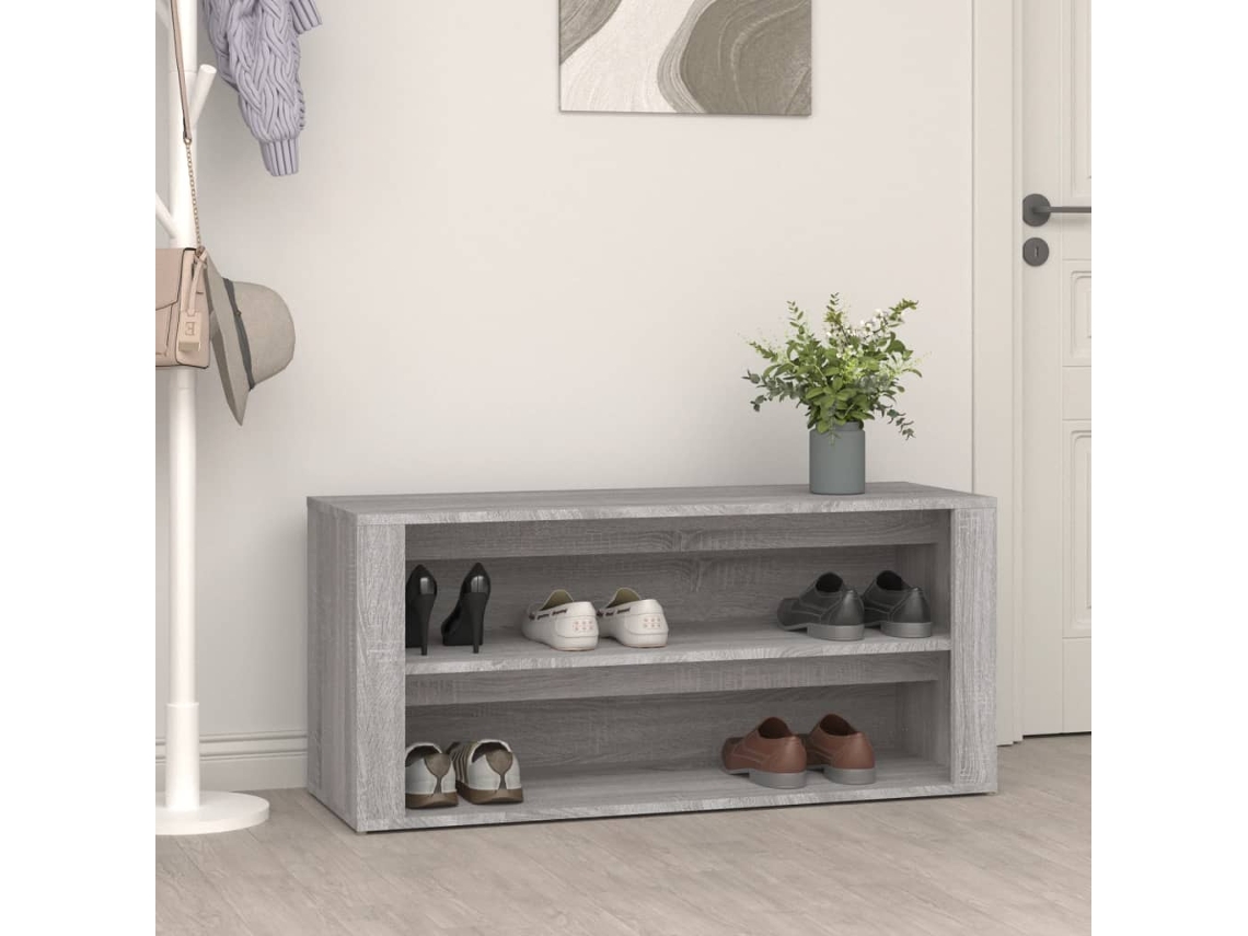 Vidaxl Sapateira 100x35x45 Cm Derivados De Madeira Sonoma Cinza