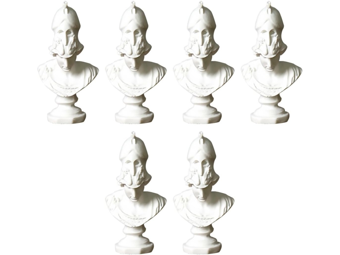 Escultura Artesanal Resina Branca Deusa Atena Conjunto 6 Peças Elegante Decoração Presente Inauguração Mesa GOKOCO