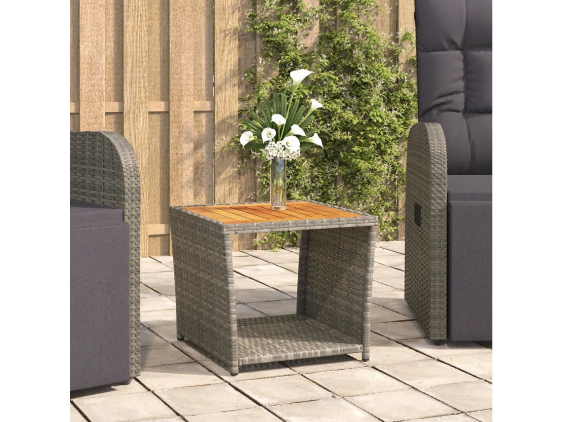 Mesa De Centro C/ Tampo De Madeira Vime Pe/acãcia Maciã§a Cinza DKD HOME DECOR