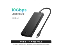 Yizhood Docking Station Line Compression 1m USB C 10gbps Tipo C 3.2 Gen2 USB C 4 Portas USB 3.2 Para Macbook Pro Air Tipo C Preto