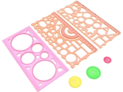 Régua geométrica Lifkome, 3 modelos duráveis, régua de plástico para material escolar, ideal para atividades.