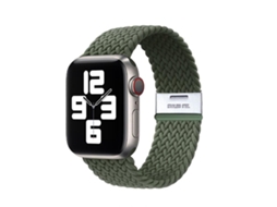 Bracelete Pulseira Entrançada Flexível para Apple Watch Series 5 44Mm Verde
