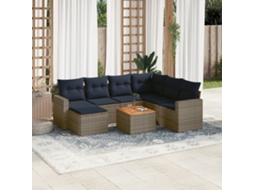 Vidaxl Conjunto De Sofá De Jardim Com 8 Peças E Almofadas Em Rattan Sintético Cinza