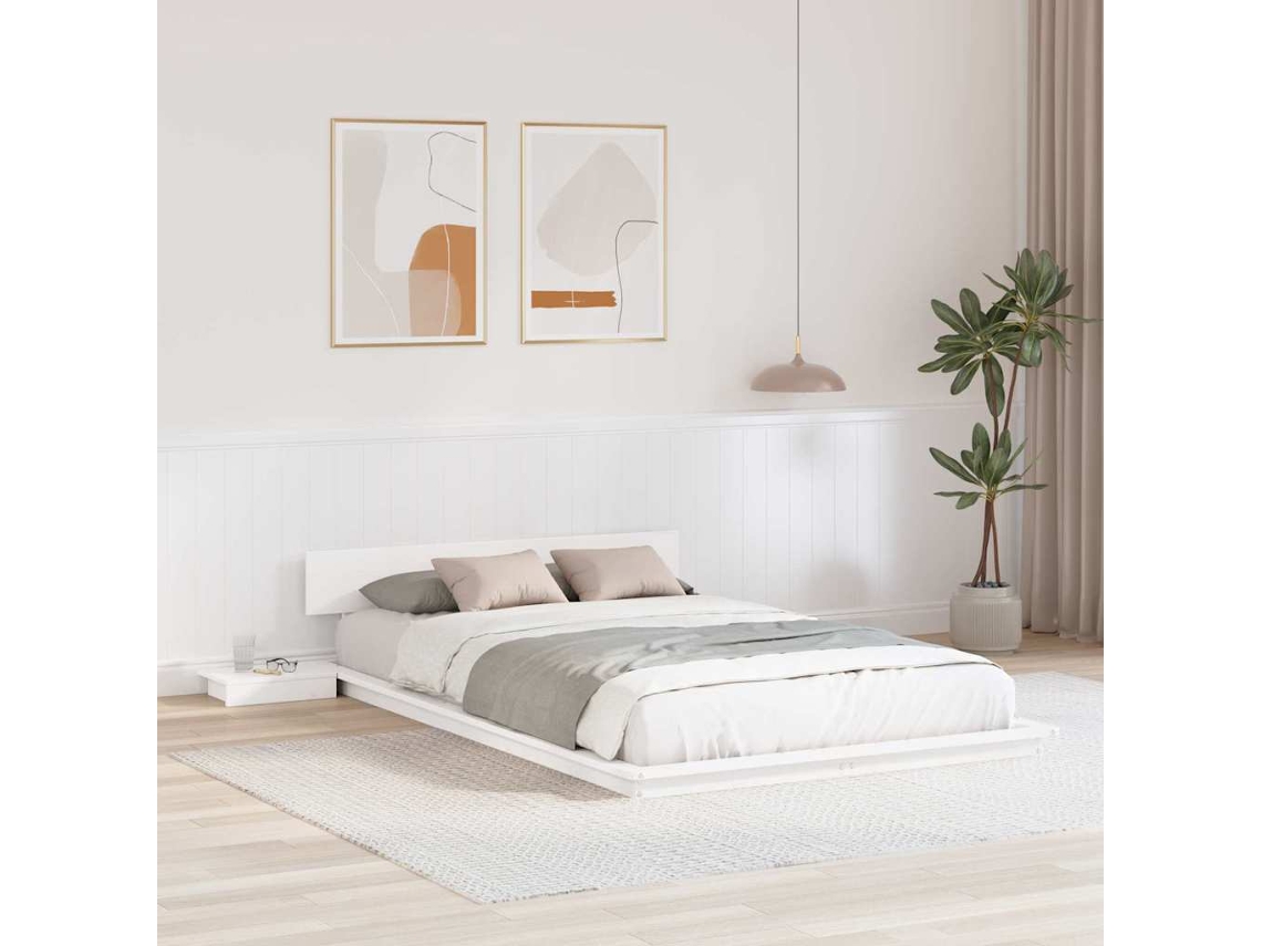 Vidaxl Estrutura da Cama Branco 120 X 190 Cm Madeira