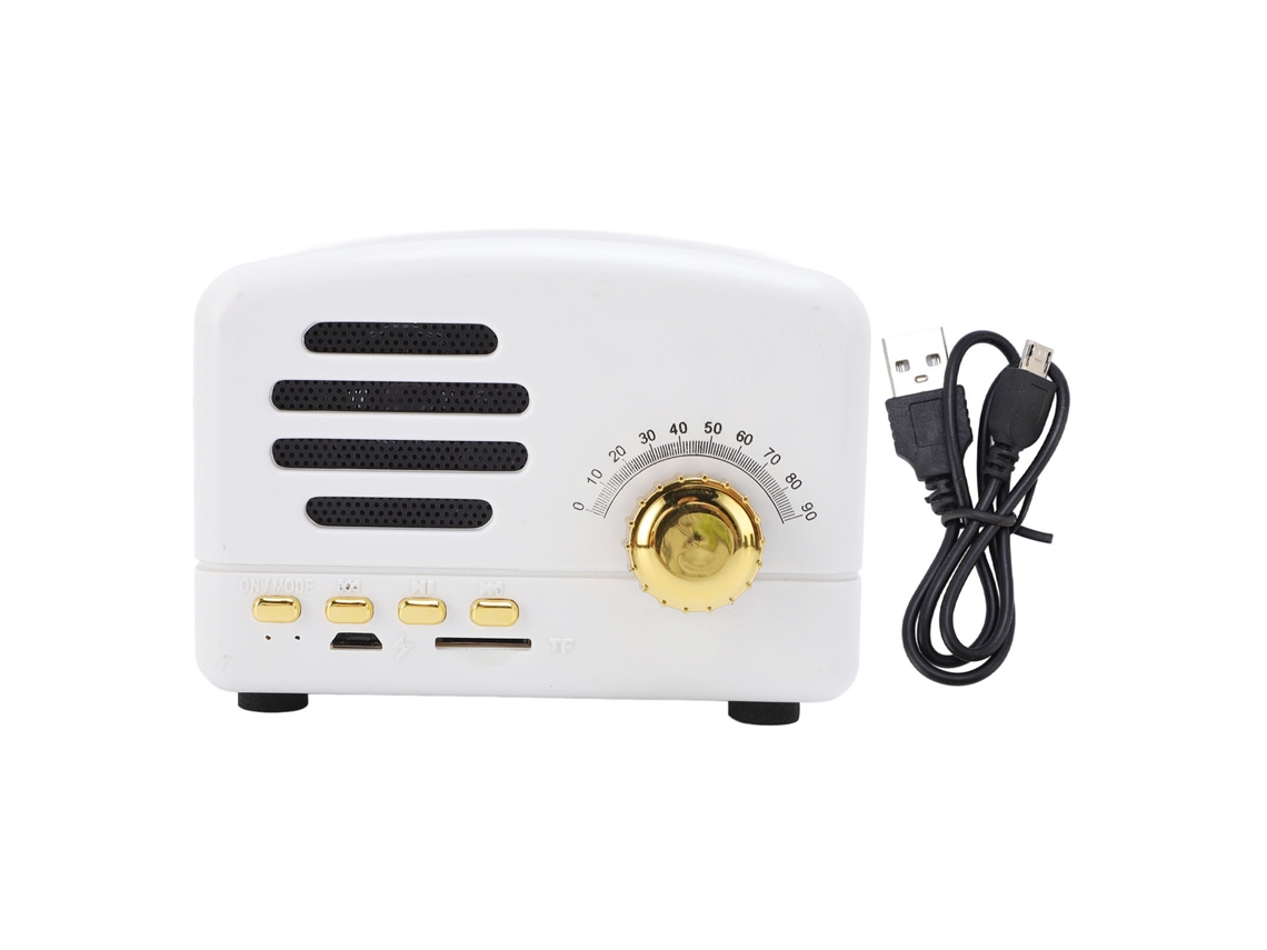 Altavoz Retro Bluetooth 5.0, Reducción de Ruido, Blanco, para Dormitorio y Fiestas | S/MARCA
