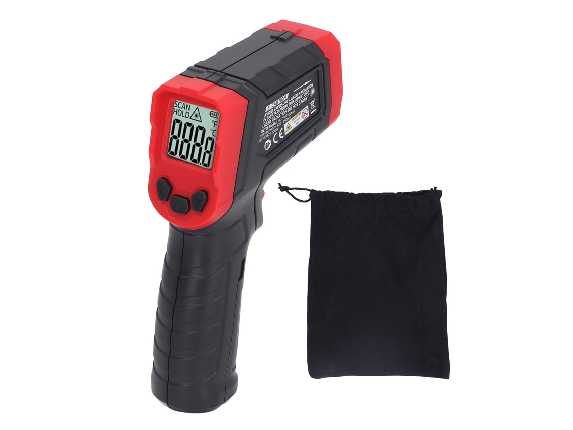 Medidor de Temperatura Infravermelho de Alta Precisão com Display Retroiluminado e Bloqueio de Dados para Indústria e Cozinha