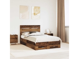 Vidaxl Estrutura Da Cama Com Gaveta Madeira Antiga 120 X 190 Cm
