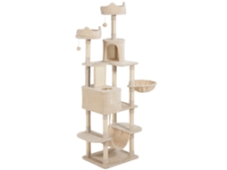 Torre para Gatos de 173cm com plataformas, caverna, bolas, rede, bege S/MARCA
