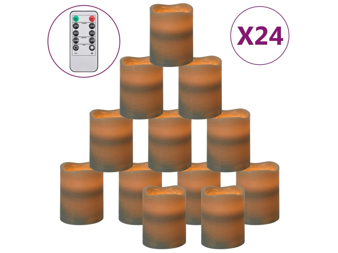 Conjunto 24 Vela led VIDAXL Cinzeto Cera