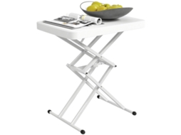 Mesa lateral dobrável CHEZMOI em HDPE, ajustável em 5 níveis, 65x45x70cm, branca