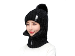 Conjunto de Gorro e Cachecol de inverno com tecido de ponto, polar e acolchoado para mulher e homem