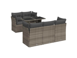 Conjunto de 6 Sofás de Jardim com Almofadas Vime Cinza MAISON EXCLUSIVE (80x200 cm)