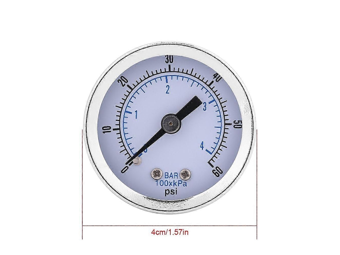 Manômetro De Pressão, 0-60 Psi / 0-4 Bar, Rosca Bspt 1/8 Polegadas, Para Água, Óleo E Gás