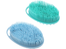 Lurelia Kit De 2 Escovas De Silicone Para Banho De Cuidado Corporal, Dupla Face, Pega Ergonómica E Com Argola, Uso Diário Prático