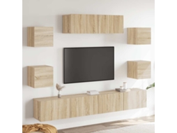 Vidaxl Conjunto Móveis De Tv 7 Pcs Madeira Processada Carvalho Sonoma