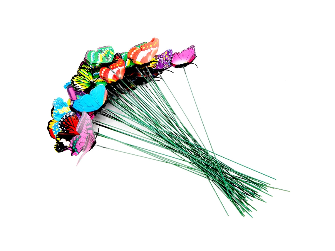 50 Borboletas Plásticas Decorativas Jardim 7cm
