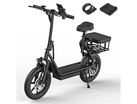 Bicicleta Elétrica Aovopro Esbs Motor 500w, Rodas De 14 Polegadas, Cesto De Carga No Assento, Alcance De 28 Milhas