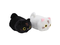 2pcs Almofada De Pelúcia De Gato Cartoon Branco E Preto Macia Para Crianças E Casa Escritório