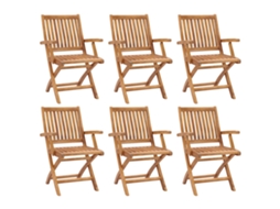 Cadeiras Dobráveis De Jardim 6 Pcs Madeira De Teca Maciça Dkd Home Decor