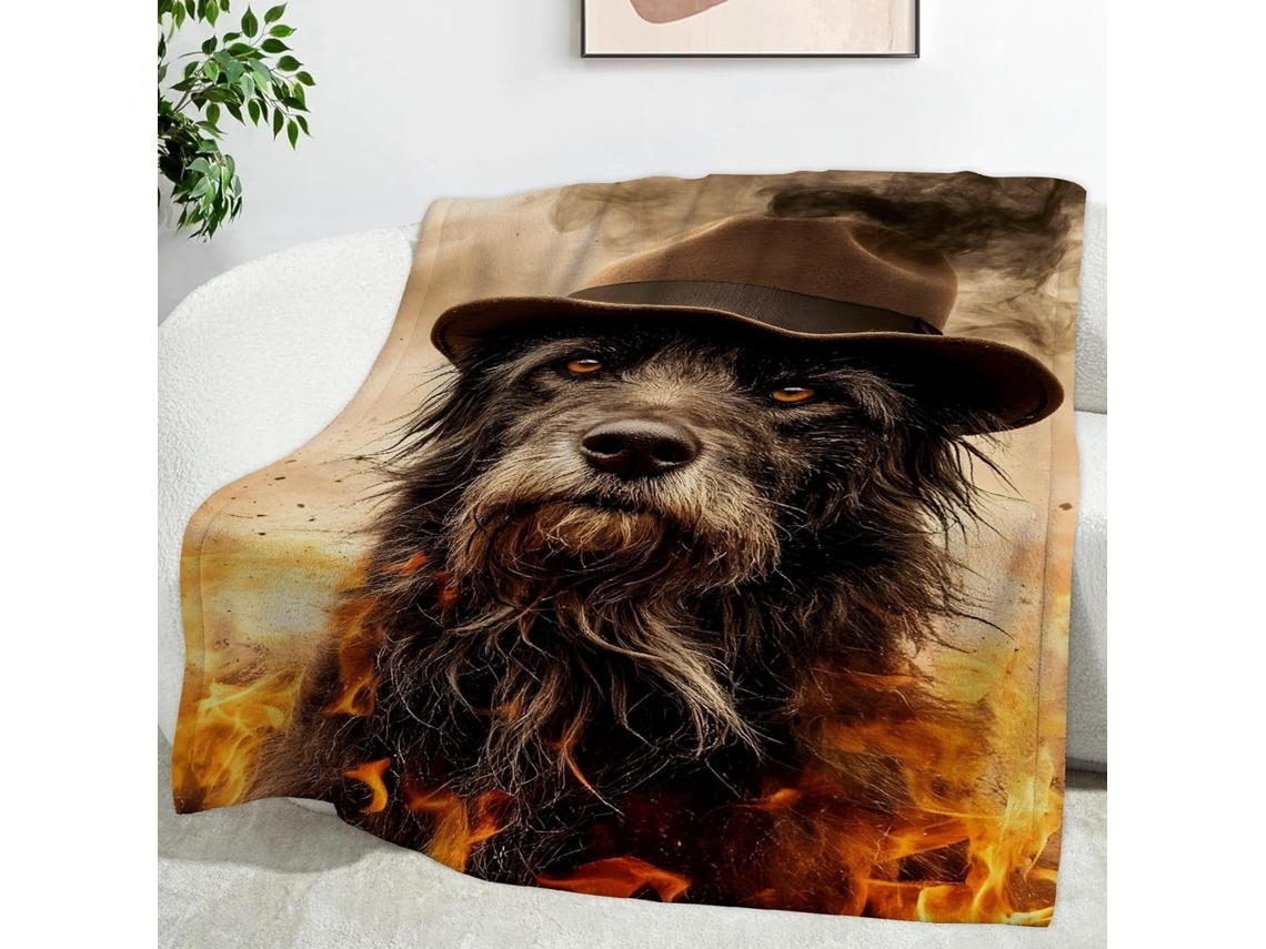 Manta para Cachorro Estampa de Chamas 220x240 Cm Multifuncional Macia Aconchegante em Flanela Ideal Cama Escri