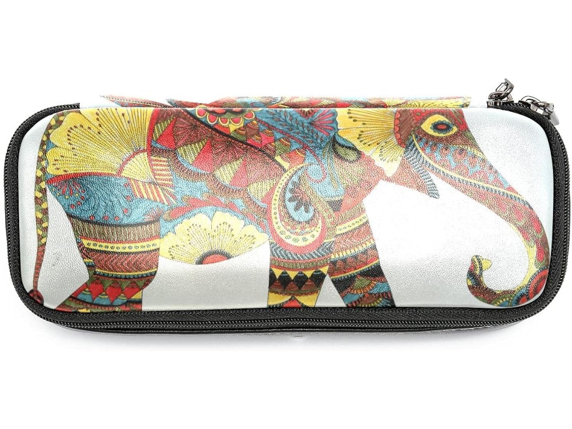 Porta-lápis com desenho de elefante indiano, pintado à mão, para marcadores de grande capacidade, organizador.