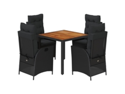 Garden Dining Set, Garden Dining Sets Vidaxl Preto Rattan / Vime (90 Cm Table Length)