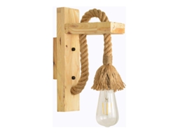Luminária De Parede Retro Com Corda De Cânhamo,abajur Para Quarto De Hotel E Corredor,soquete E27 Btforus (lâmpada Não Incluída)