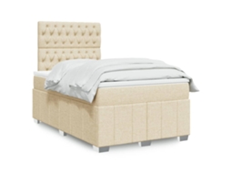 Vidaxl Cama Com Molas/colchão 120x200 Cm Tecido Cor Creme