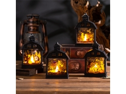 Lanterna de Abóbora Halloween Decorativa Luz Noturna Ornamentos Esqueleto Ambiente Assustador