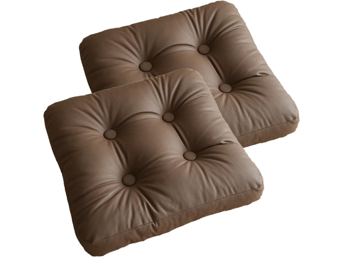 Almofada De Luxo Grande Para Poltrona, 45x45cm, Macia Ao Toque Com Tufos Feitos À Mão, Couro Sintético Impermeável De