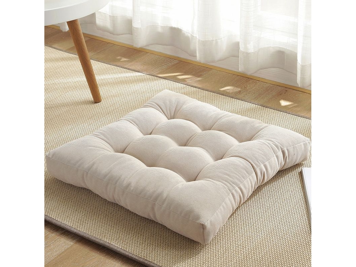 Rebe almohada Cuadrada para Suelo Meditación Yoga 20x20 Pulgadas Color Blanco Off white