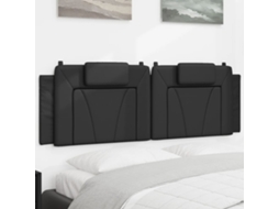 Vidaxl Almofadão De Cabeceira Viana 160 Cm Couro Artificial Preto