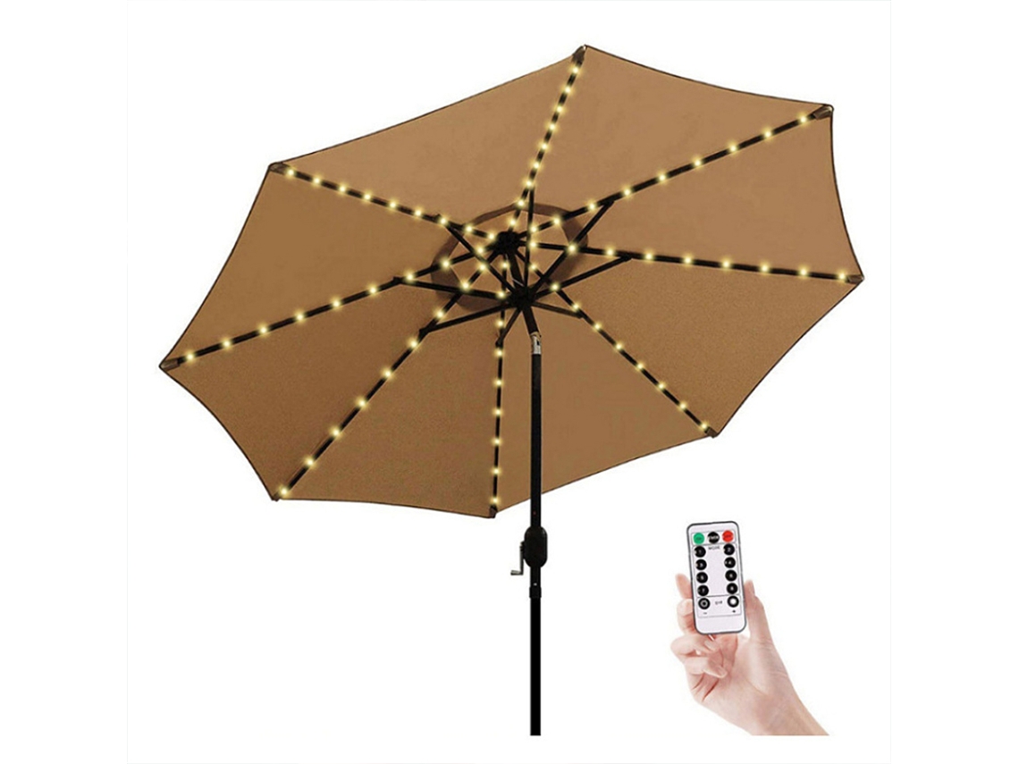 Guarda-Chuva de Pátio Luzes de Corda Alimentadas Por Bateria 8 Modos de Controle Remoto para Guarda-Sol de Acampamento de Praia