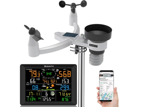 Estação Meteorológica Profissional 7 Em 1sensor Externo Wifi Com Pluviômetro/velocidade E Direção Do Vento Sunny Spaces
