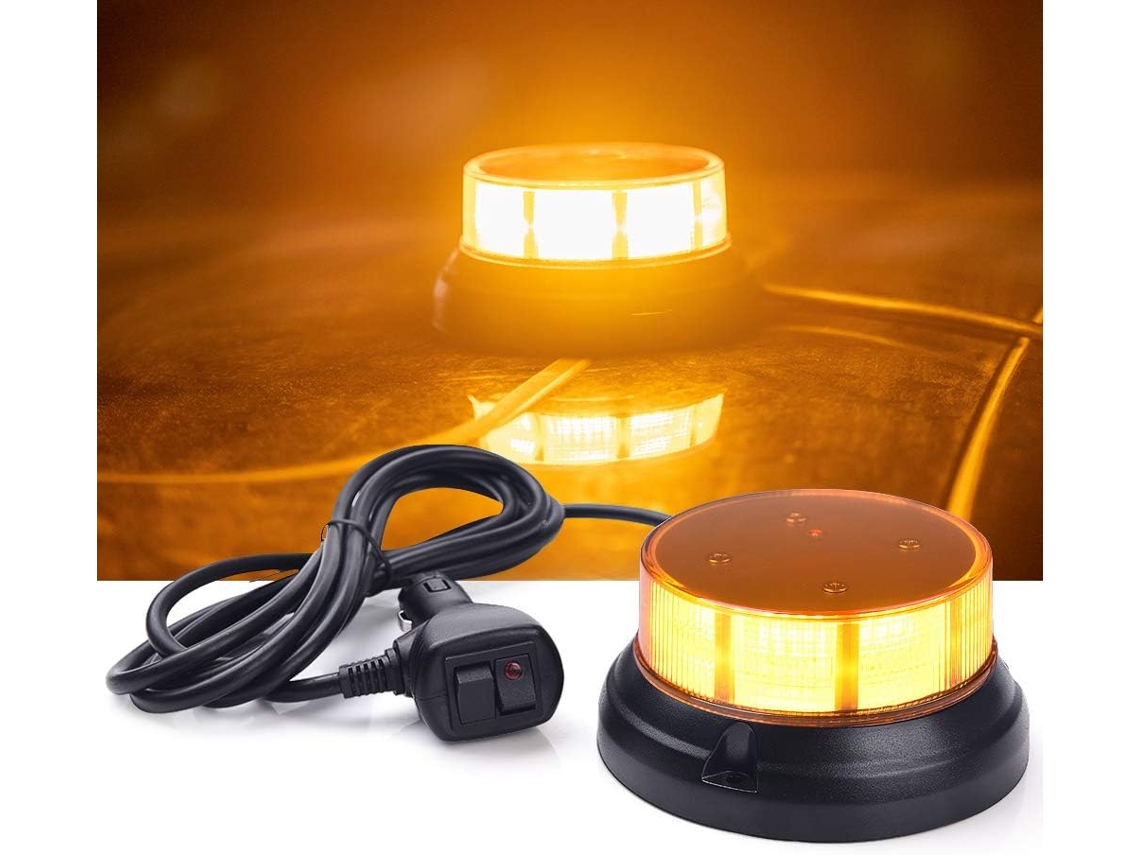 Sinalizador De Advertência Amarelo Laranja 3, 5 Polegadas Com Base Magnética, 10-30, 3 Modos, Estroboscópico Para Carro