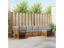 Vidaxl Conjunto De Sofás Para Exterior 7 Unid. Cinza Natural E Claro