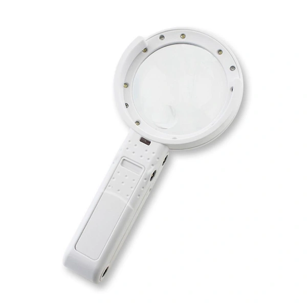 Lupa 10x com 8 Luzes Led, de Mão e com Suporte para Idosos, Leitura, Soldagem, Joalheria e Artesanato BRILVIBERA