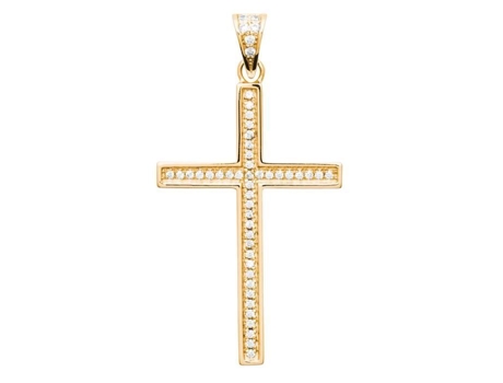 Pingente Cruz Brillaxis Banhado A Ouro Zircônio Óxido Amarelo Feminino