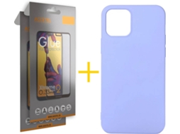 Kit Capa e Película Vidro Full2X  iPhone 12 « 12 Pro Accetel Silicone Roxo