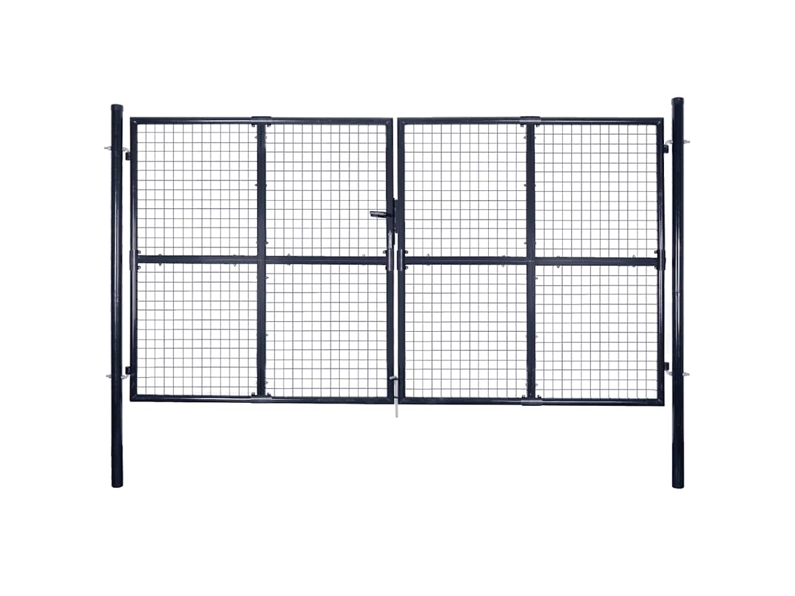 Vidaxl Portão De Jardim Em Tela De Aço Galvanizado 300x200 Cm Cinza