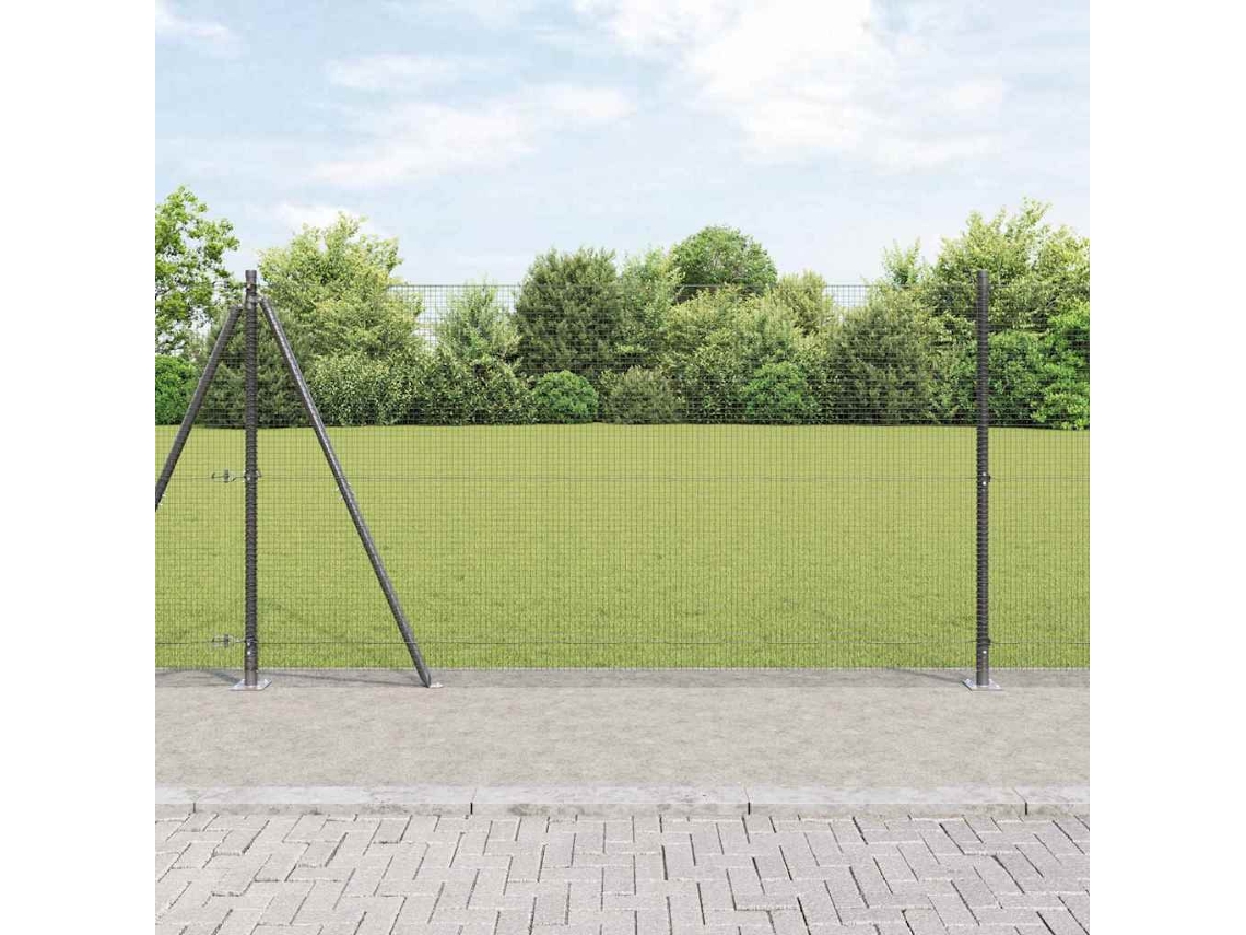 Vidaxl Cerca De Arame Soldado Com Base De Concreto 10 X 1,2 M Cinzento