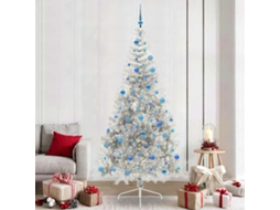 Vidaxl Árvore De Natal Artificial Pré-iluminada Prateado 240 Cm Pet