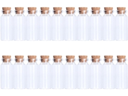 Conjunto de 50 Mini Garrafas Vidro Decorativas com Rolha para Casamentos, Festas e Artesanato. CHABERLU