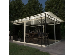 Vidaxl Gazebo C/ Mosquiteiro E Cordões Luzes Led 4x3x2,73m Creme
