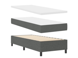 Cama Bospring Com Colchão E Banco Cinza Escuro Tecido Vidaxl Cinzento Fabric (80x200 Cm)