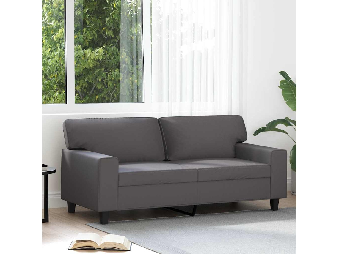Vidaxl Sofá De 2 Lugares 140 Cm Couro Artificial Cinza