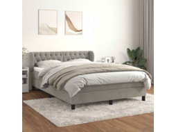 Vidaxl Cama Com Molas/colchão 140x200 Cm Veludo Cinzento-claro