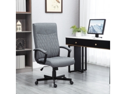 Cadeira Escritório Giratória 360° Encosto Alto Altura Ajustável Inclinação 65x65x102-112,5 Cm Cinza Escuro