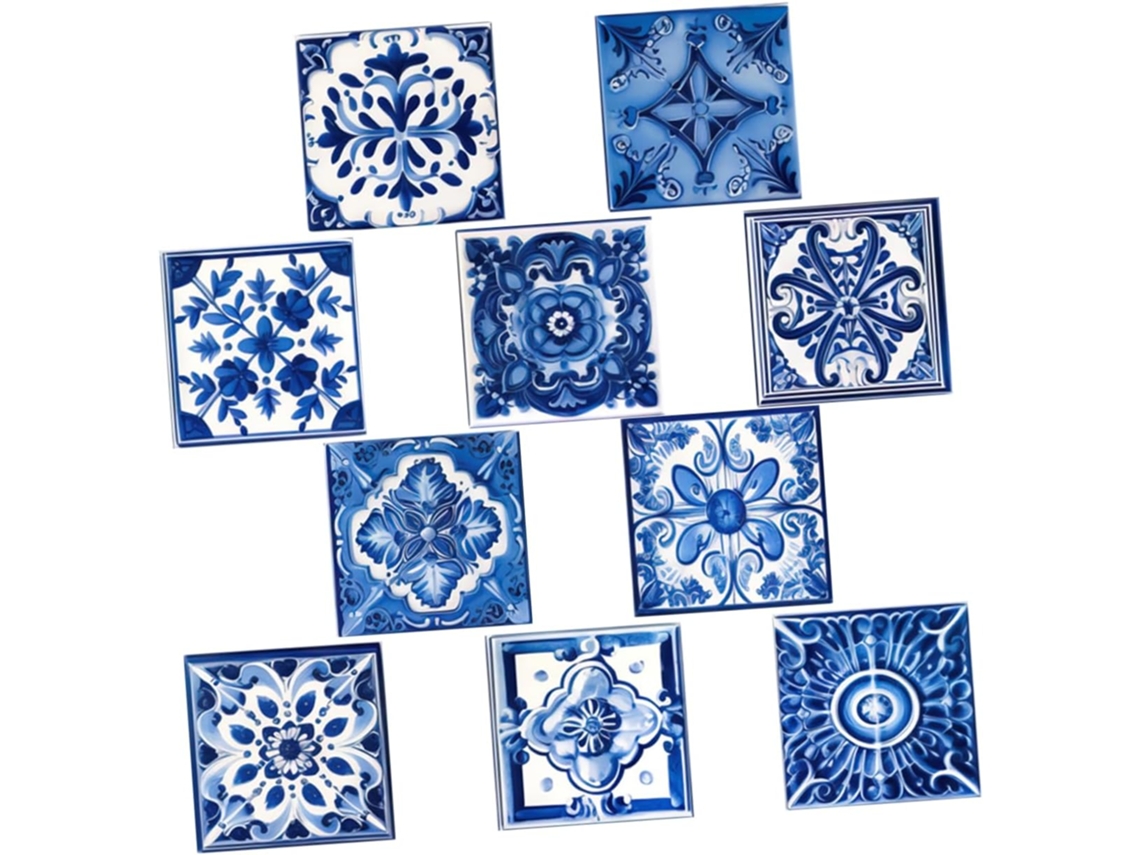 Adesivos De Azulejo Marroquino Impermeáveis, 20x20 Cm, Em Plástico (10 Unidades).