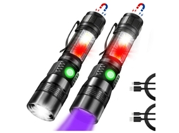 Luz Led Uv Preta com Luz Vermelha Lanterna Led Magnética de 1200 Lúmens com Luz Lateral Cob 7 Modos Zoom Pacote com 2 Preto BISBISOUS VIGA EUROPE